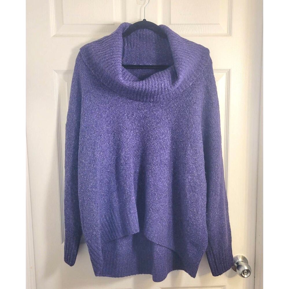 Michael Kors XL Purple Wool Blend Cowl Neck Sweater Oversized Tunic Cozy Slouchy